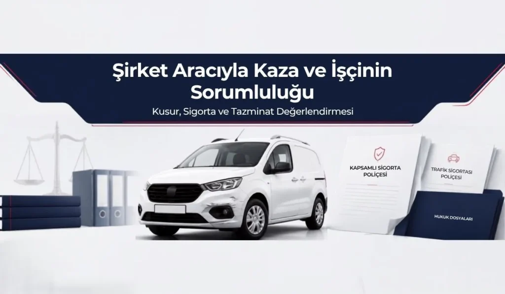 Şirket aracıyla kaza, işçi sorumluluğu, kusur, sigorta ve tazminat değerlendirmesi